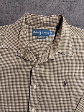 Ralph Lauren Brown & White Checked Classic Button-Down Shirt